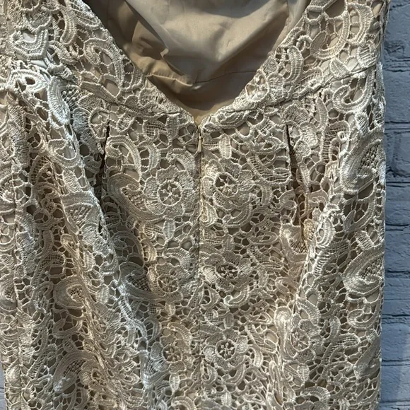 Aidan Mattox | Sleeveless Lace Jacquard Champagne Mini Cocktail Dress | Size 8 - Picture 8 of 8